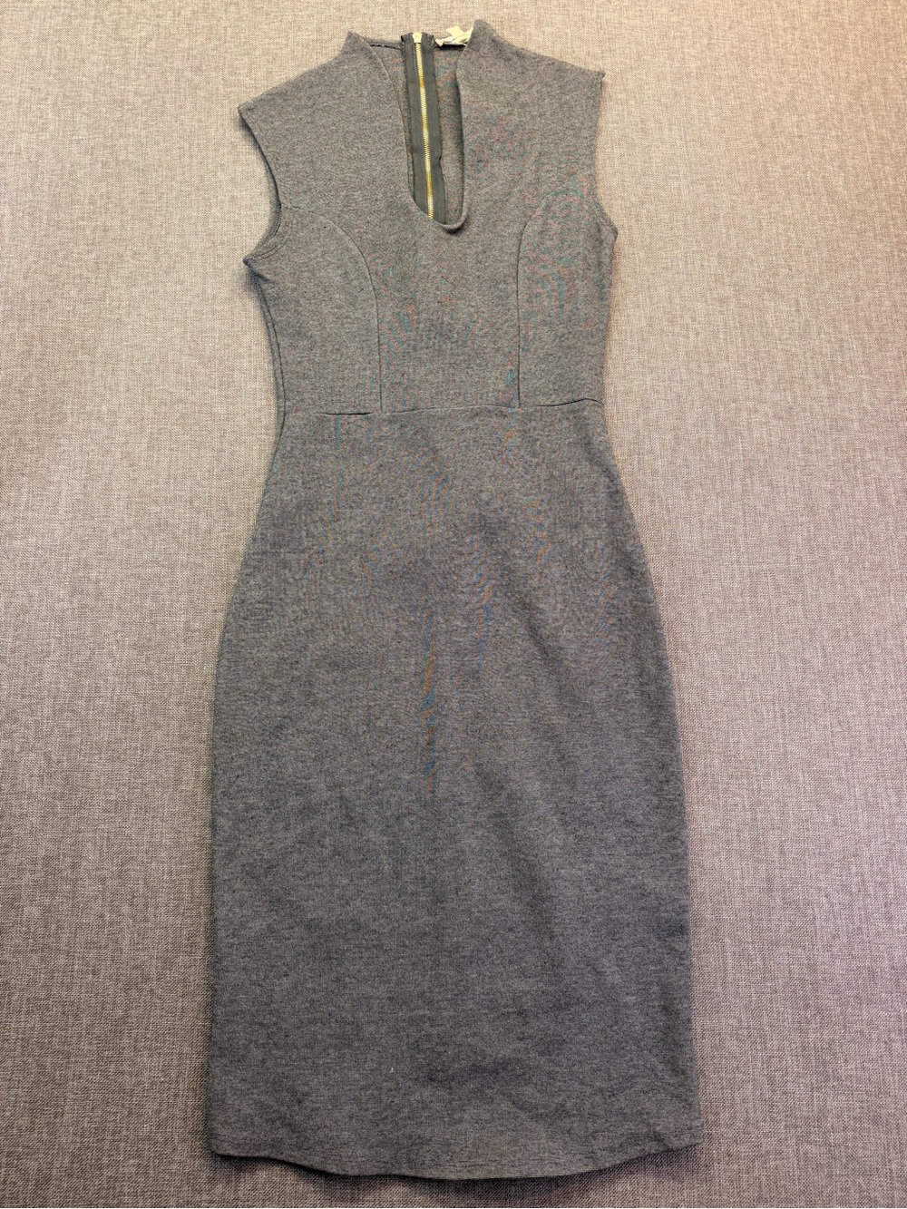 Rolla Coster Charcoal Gray Sleeveless Sheath Dress with Keyhole Small Midi